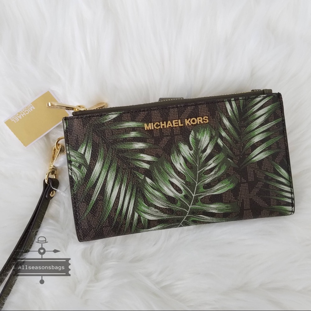 Michael Kors double zip Wrislet wallet brown olive - Picture 6 of 8